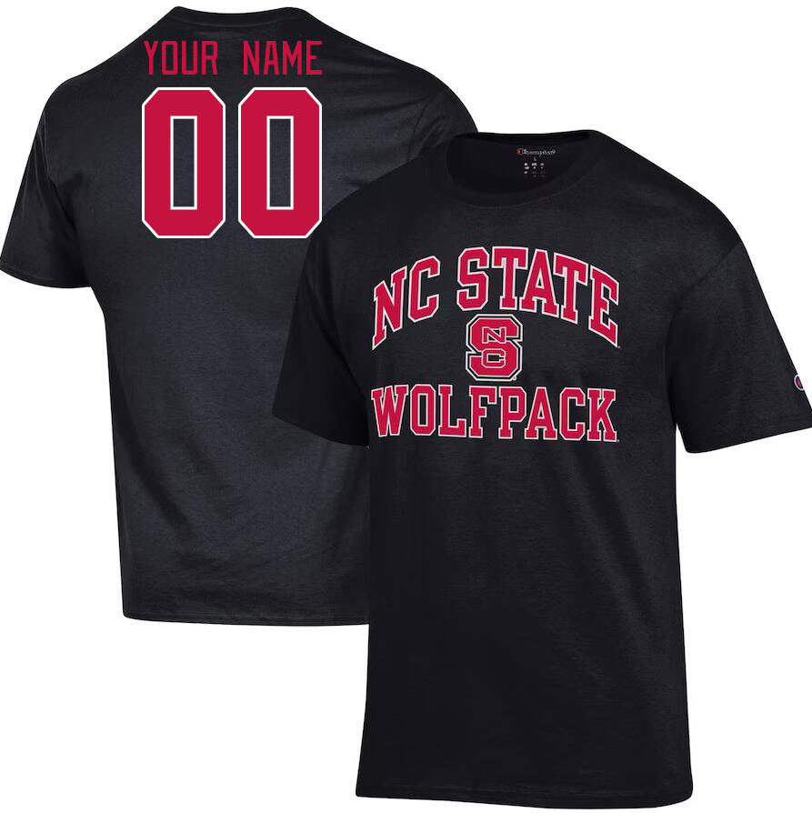 Custom NC State Wolfpacks Name And Number College Tshirt-Black